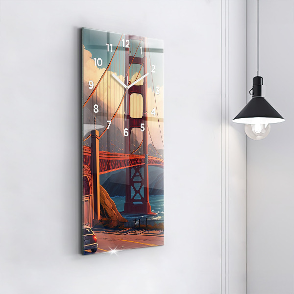 Ceas vertical de perete din sticlă Pod din San Francisco