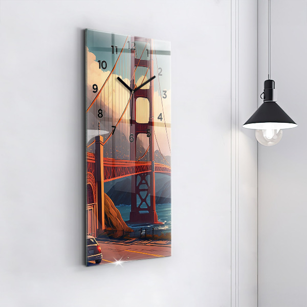 Ceas vertical de perete din sticlă Pod din San Francisco