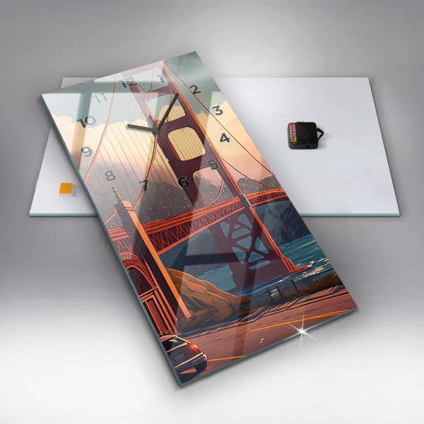 Ceas vertical de perete din sticlă Pod din San Francisco