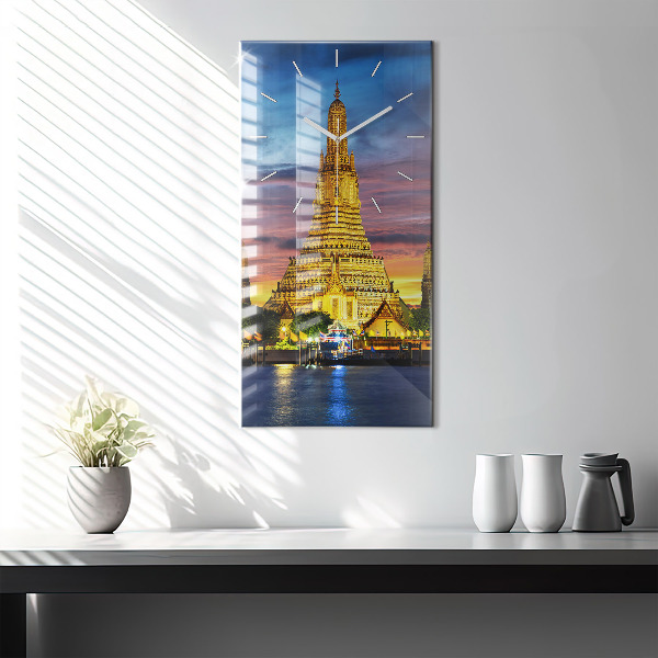 Ceas vertical de perete din sticlă Templul din Bangkok Thailanda