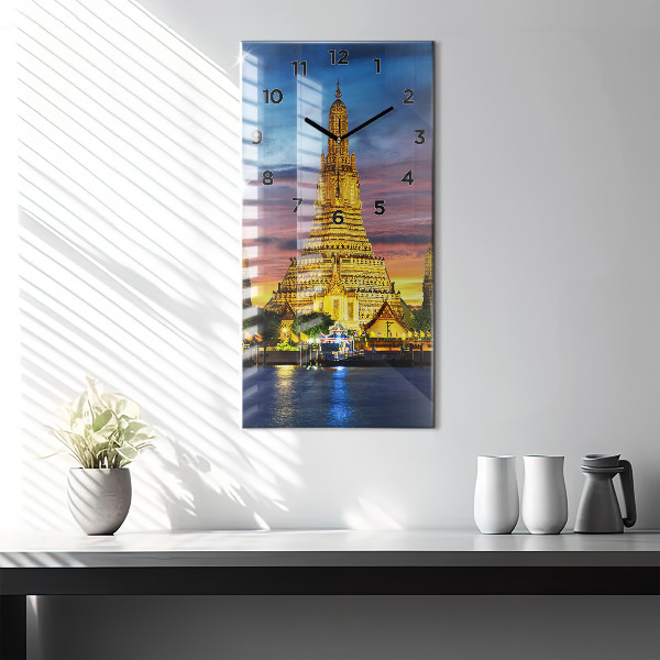 Ceas vertical de perete din sticlă Templul din Bangkok Thailanda
