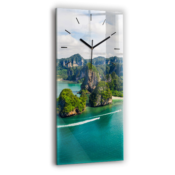 Ceas vertical de perete din sticlă Insula din Thailanda