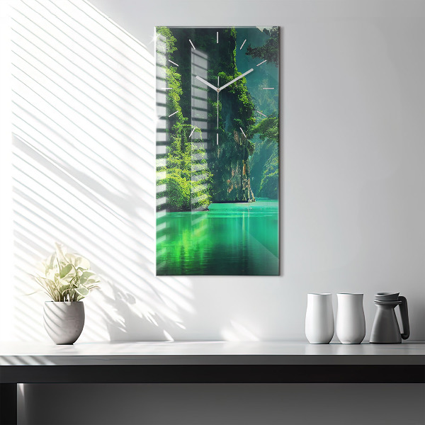 Ceas vertical de perete din sticlă Peisaj natural din Thailanda
