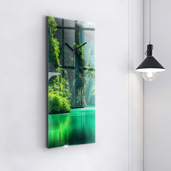 Ceas vertical de perete din sticlă Peisaj natural din Thailanda