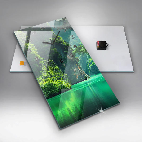 Ceas vertical de perete din sticlă Peisaj natural din Thailanda