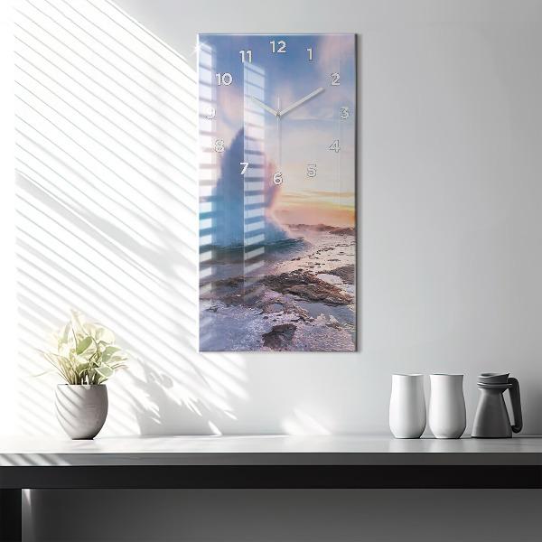 Ceas vertical de perete din sticlă Gheizerul de pe insula Islanda