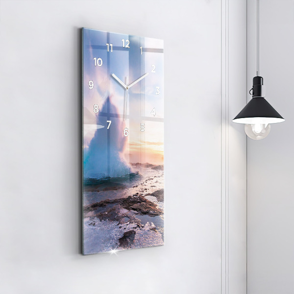 Ceas vertical de perete din sticlă Gheizerul de pe insula Islanda
