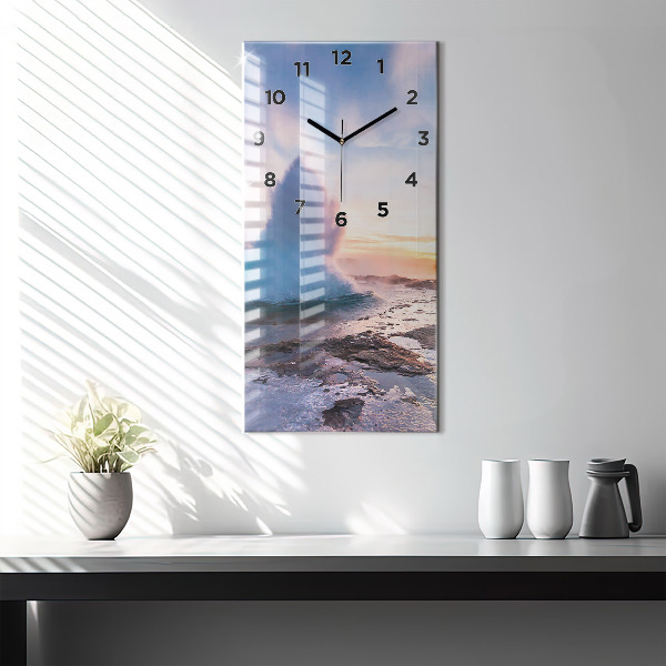 Ceas vertical de perete din sticlă Gheizerul de pe insula Islanda