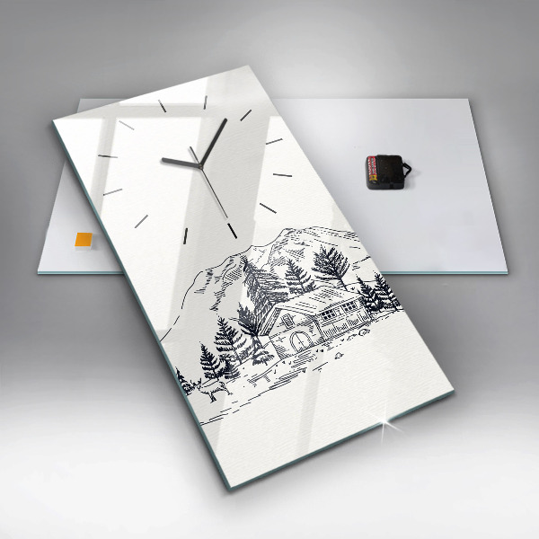 Ceas vertical de perete din sticlă Oraș de desene animate