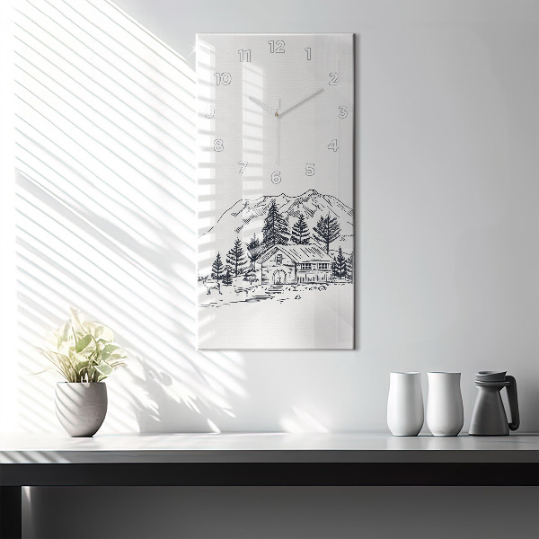 Ceas vertical de perete din sticlă Oraș de desene animate