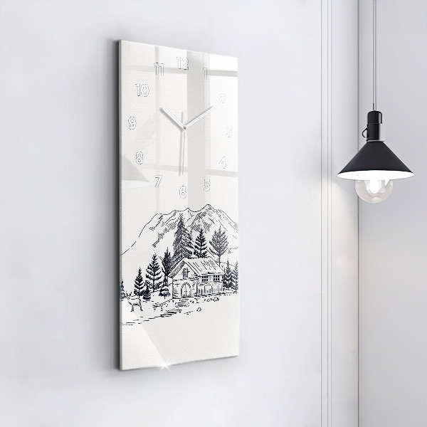 Ceas vertical de perete din sticlă Oraș de desene animate