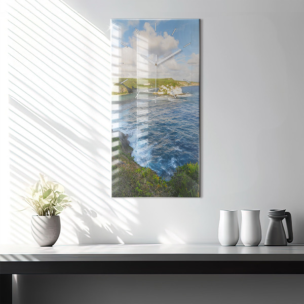 Ceas vertical de perete din sticlă Coasta Oceanului