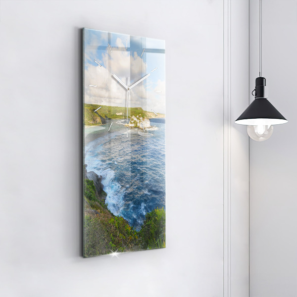 Ceas vertical de perete din sticlă Coasta Oceanului
