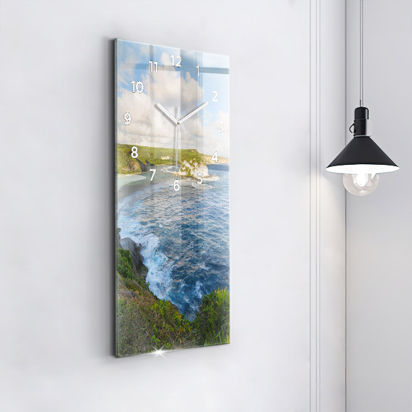 Ceas vertical de perete din sticlă Coasta Oceanului