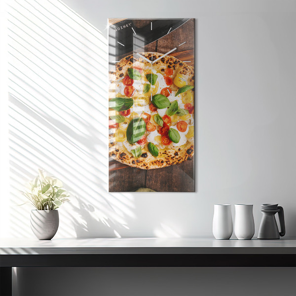 Ceas vertical de perete din sticlă pizza italiană
