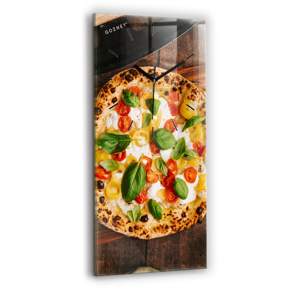 Ceas vertical de perete din sticlă pizza italiană