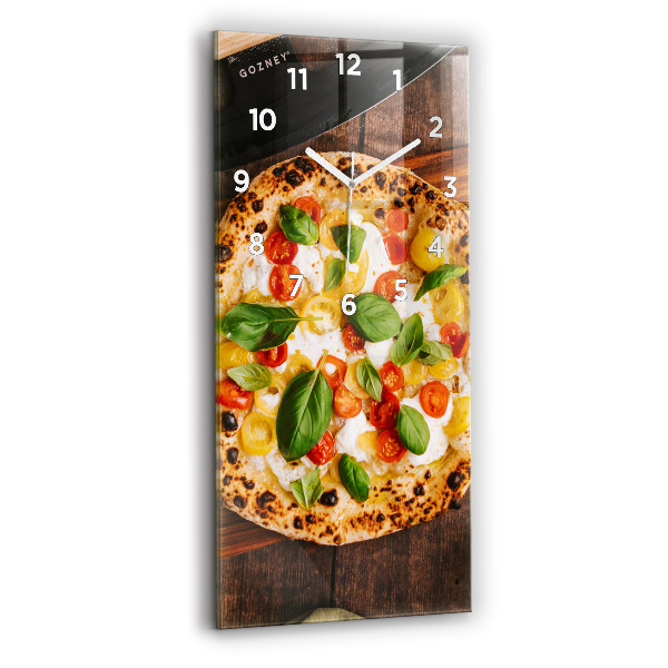 Ceas vertical de perete din sticlă pizza italiană