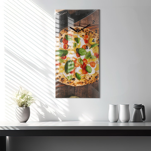 Ceas vertical de perete din sticlă pizza italiană