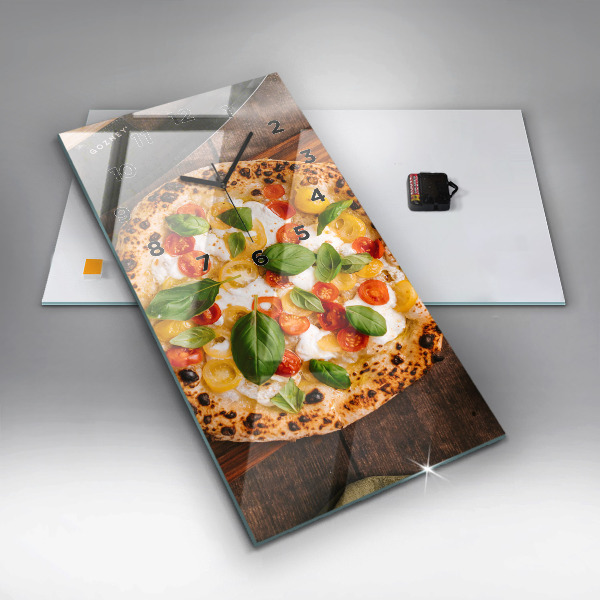 Ceas vertical de perete din sticlă pizza italiană