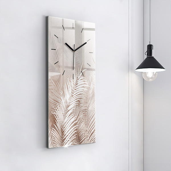 Ceas vertical de perete din sticlă Frunze tropicale boho