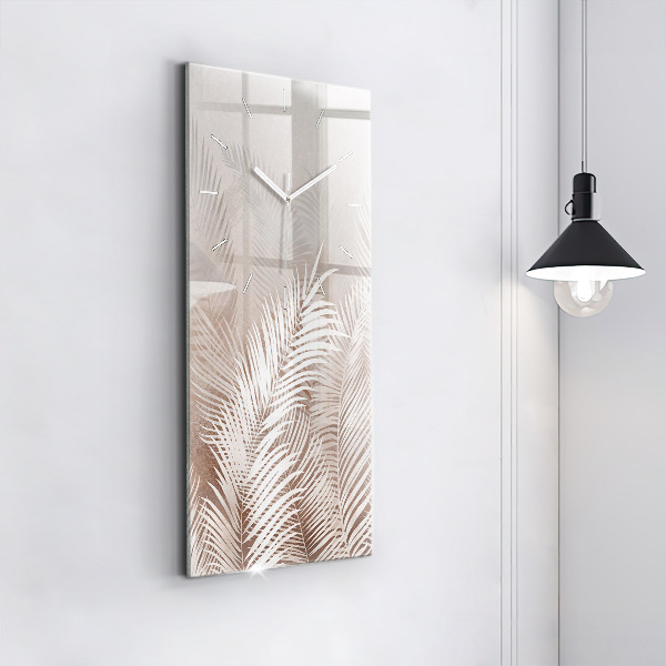 Ceas vertical de perete din sticlă Frunze tropicale boho