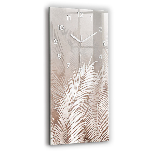 Ceas vertical de perete din sticlă Frunze tropicale boho