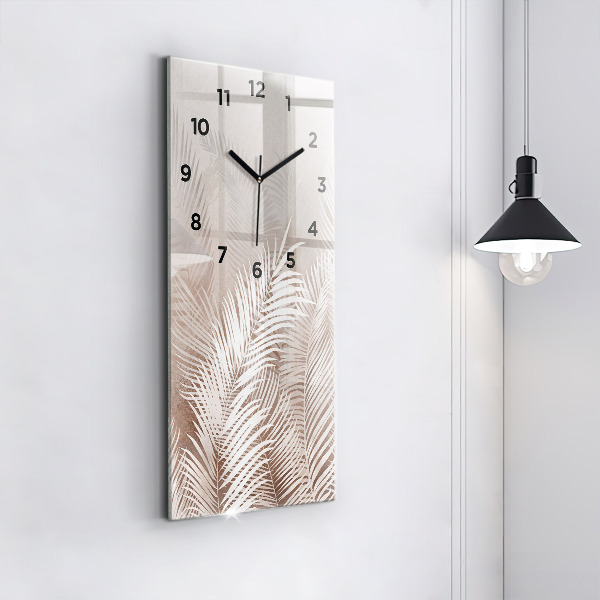 Ceas vertical de perete din sticlă Frunze tropicale boho