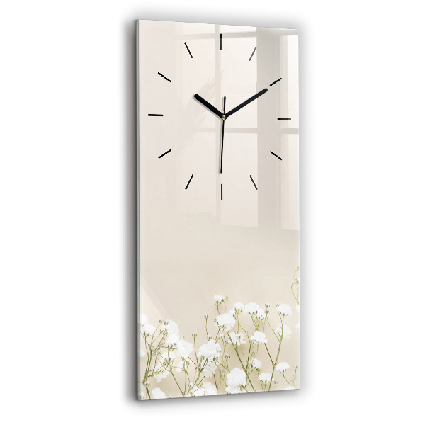 Ceas vertical de perete din sticlă Flori înfloritoare de gypsophila