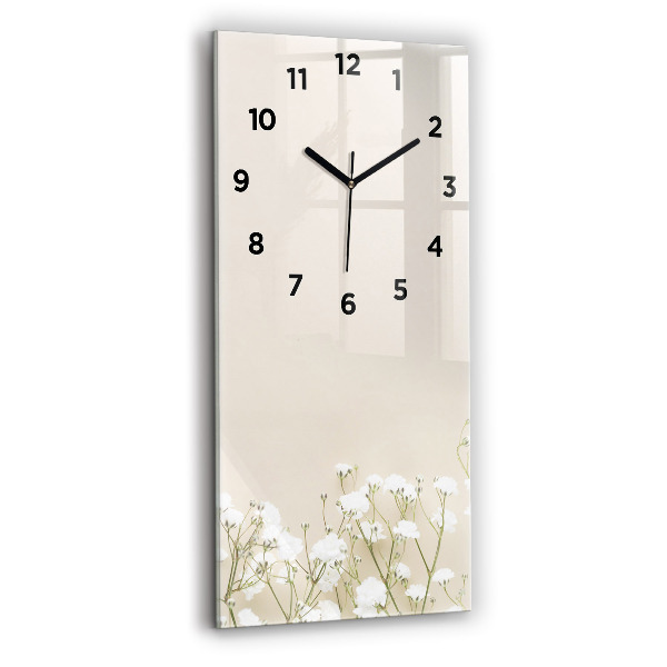 Ceas vertical de perete din sticlă Flori înfloritoare de gypsophila