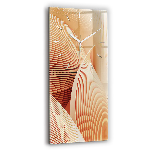 Ceas vertical de perete din sticlă Model de val abstract