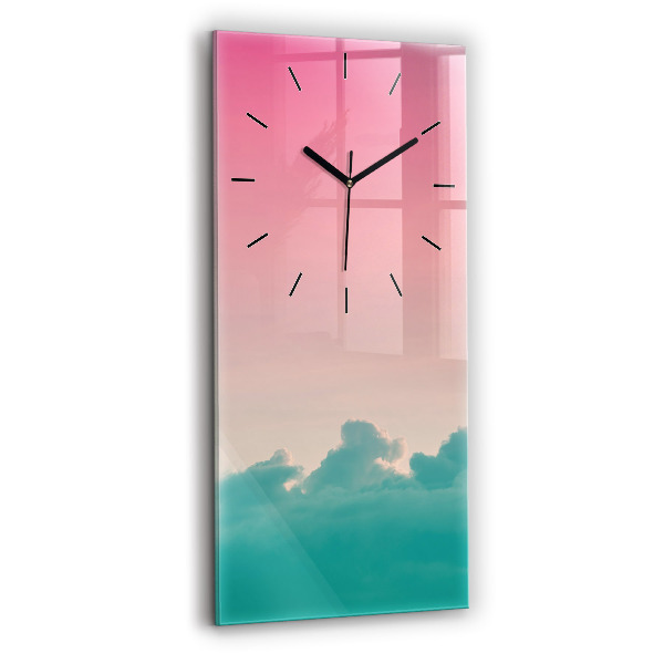 Ceas vertical de perete din sticlă Gradient de cer și munte