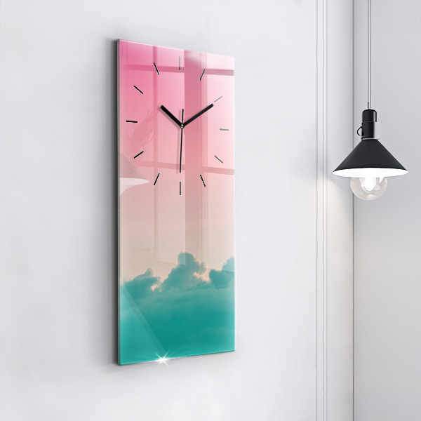 Ceas vertical de perete din sticlă Gradient de cer și munte