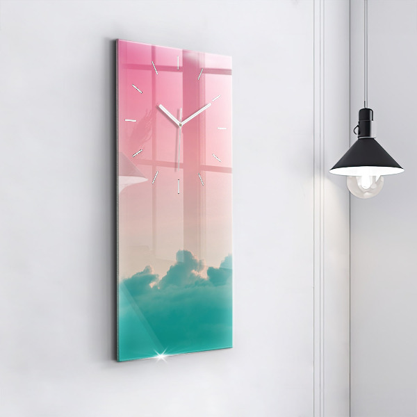 Ceas vertical de perete din sticlă Gradient de cer și munte