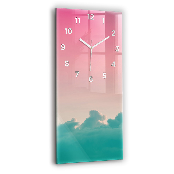 Ceas vertical de perete din sticlă Gradient de cer și munte