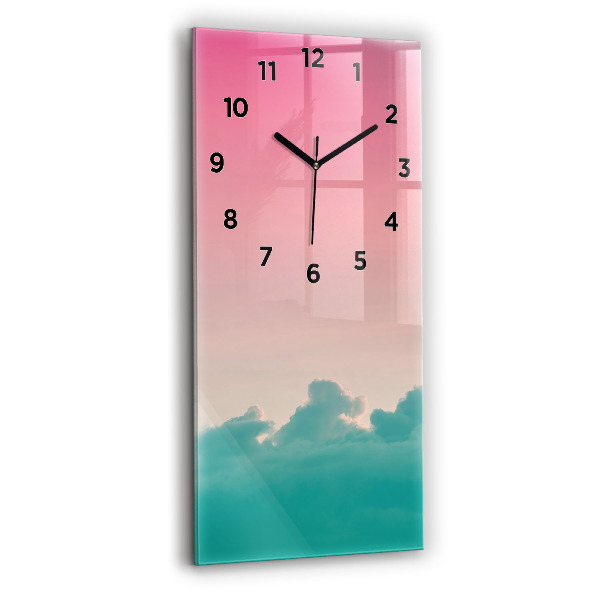 Ceas vertical de perete din sticlă Gradient de cer și munte