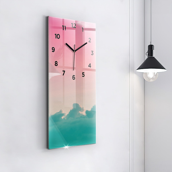 Ceas vertical de perete din sticlă Gradient de cer și munte