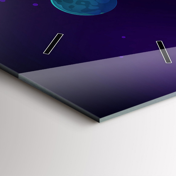 Ceas vertical de perete din sticlă Planete galaxie