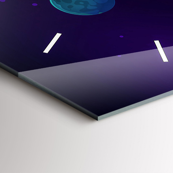 Ceas vertical de perete din sticlă Planete galaxie