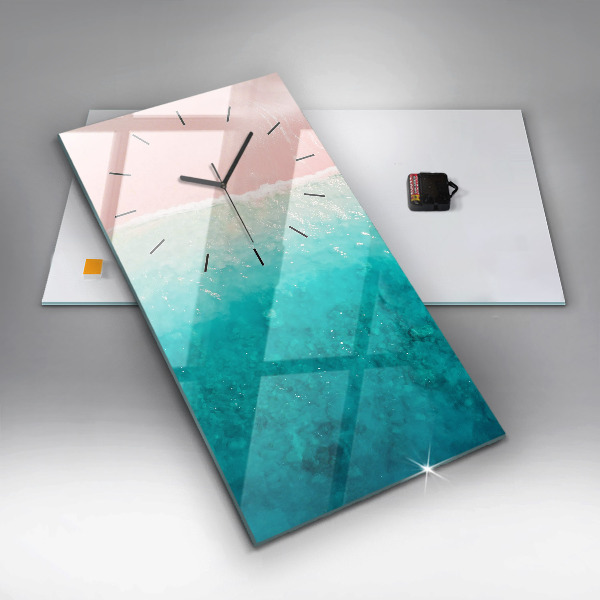 Ceas vertical de perete din sticlă Plaja cu nisip de mare