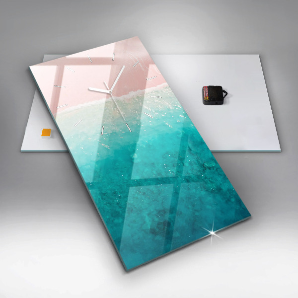 Ceas vertical de perete din sticlă Plaja cu nisip de mare