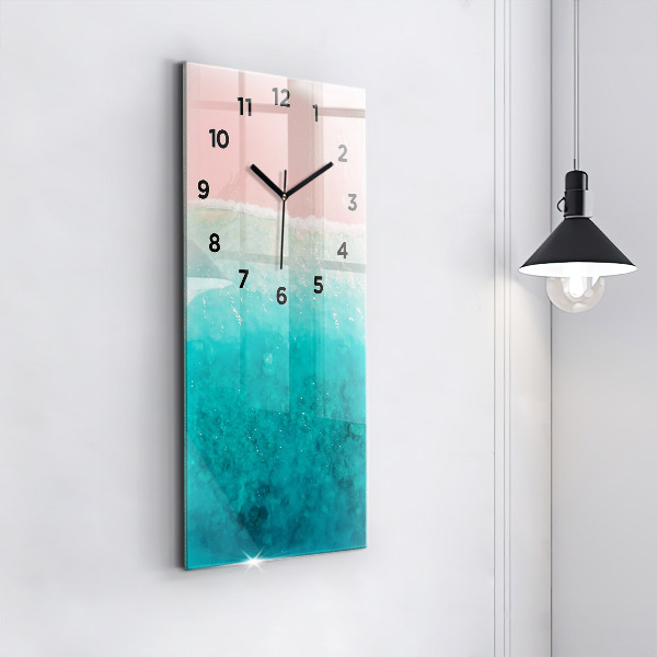 Ceas vertical de perete din sticlă Plaja cu nisip de mare