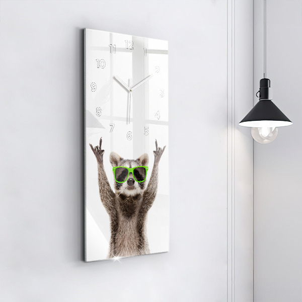 Ceas vertical de perete din sticlă Raton cu ochelari