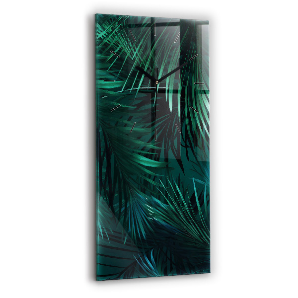 Ceas vertical de perete din sticlă Frunze tropicale