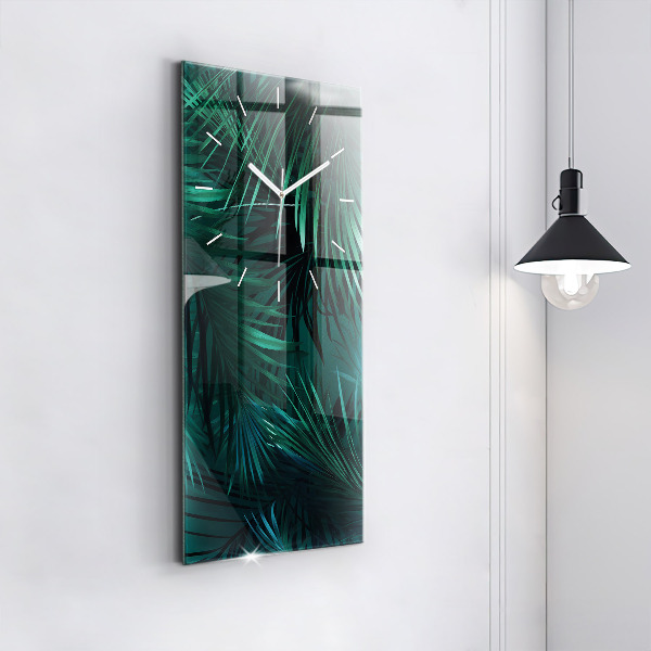 Ceas vertical de perete din sticlă Frunze tropicale