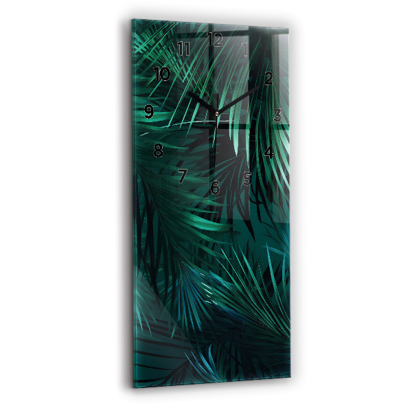 Ceas vertical de perete din sticlă Frunze tropicale