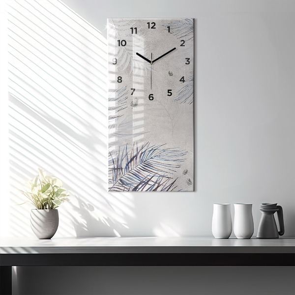 Ceas vertical de perete din sticlă Frunza de palmier