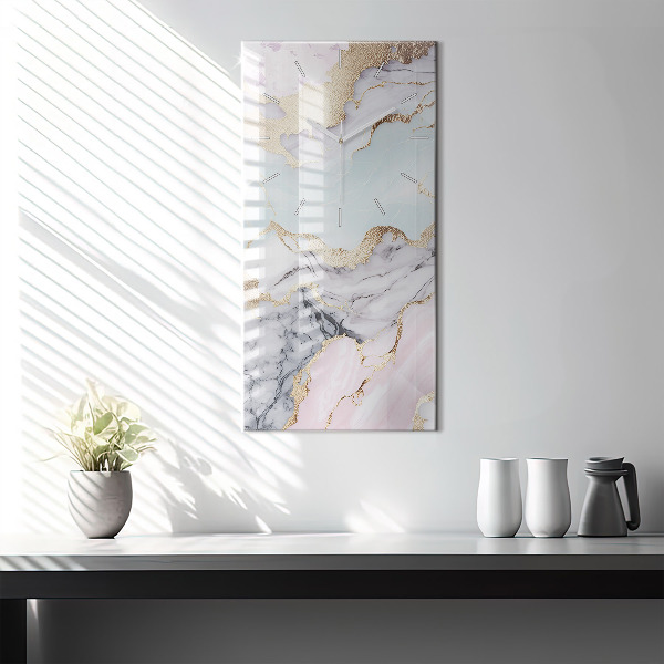 Ceas vertical de perete din sticlă Marmură pastel