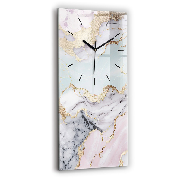 Ceas vertical de perete din sticlă Marmură pastel