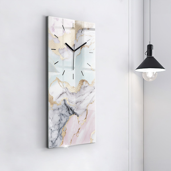 Ceas vertical de perete din sticlă Marmură pastel