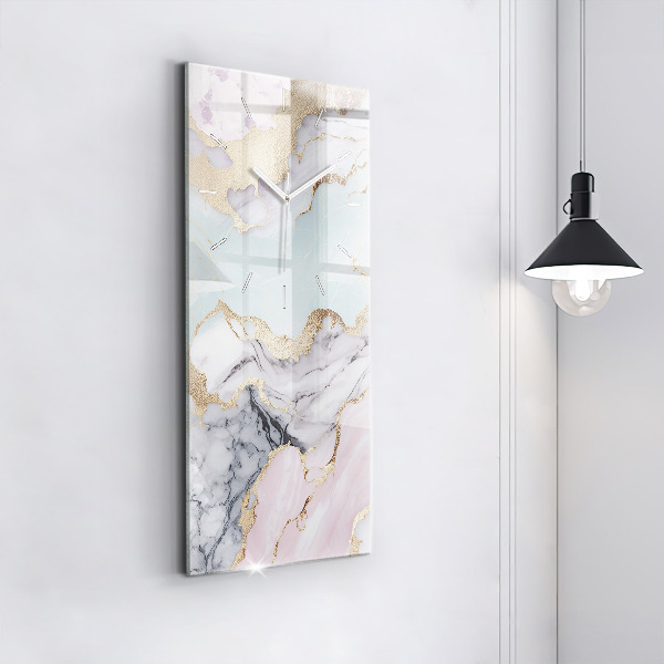 Ceas vertical de perete din sticlă Marmură pastel